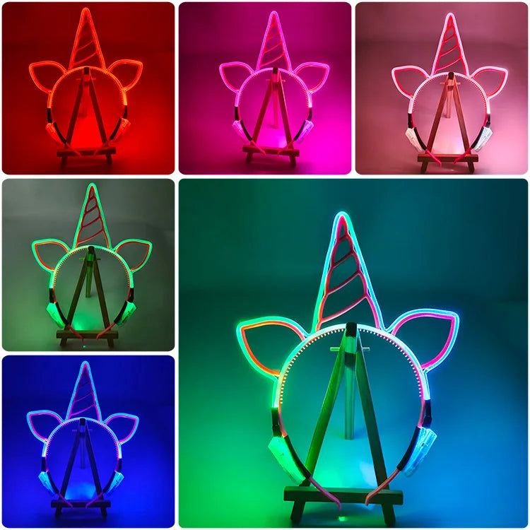 NEW LED Light up Headwear 6 Lighting colors Cat Ear LED Flashing Headband LED Headband Rave Women Girls Glow Party Supplies