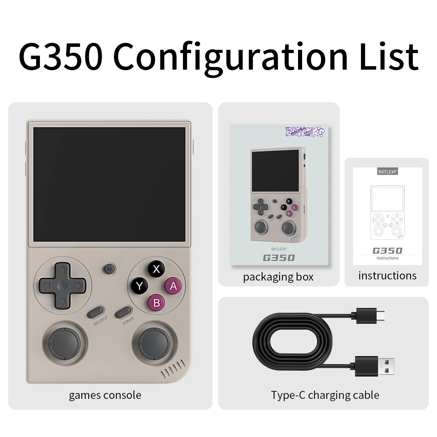 BATLEXP G350 Handheld Game Console 3.5'' IPS Screen Linux System Dual Joystick Vibration Motor Retro Portable Video Console Gift
