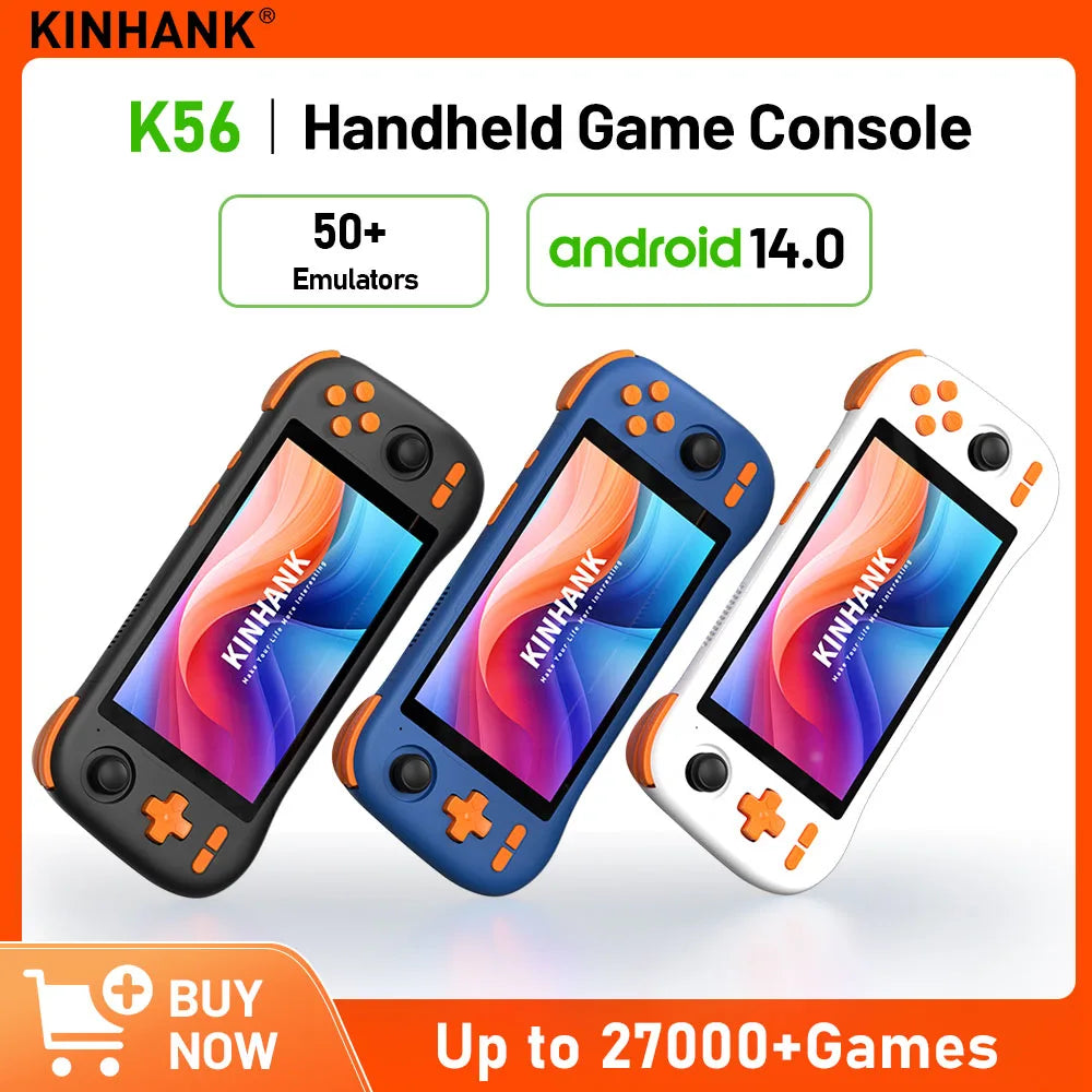 Kinhank Super console K56 Android 14 Handheld Game Console 5.5 inch Touch Screen 5000mAh With 50+ Emulators For DC/MAME/SS/PSP