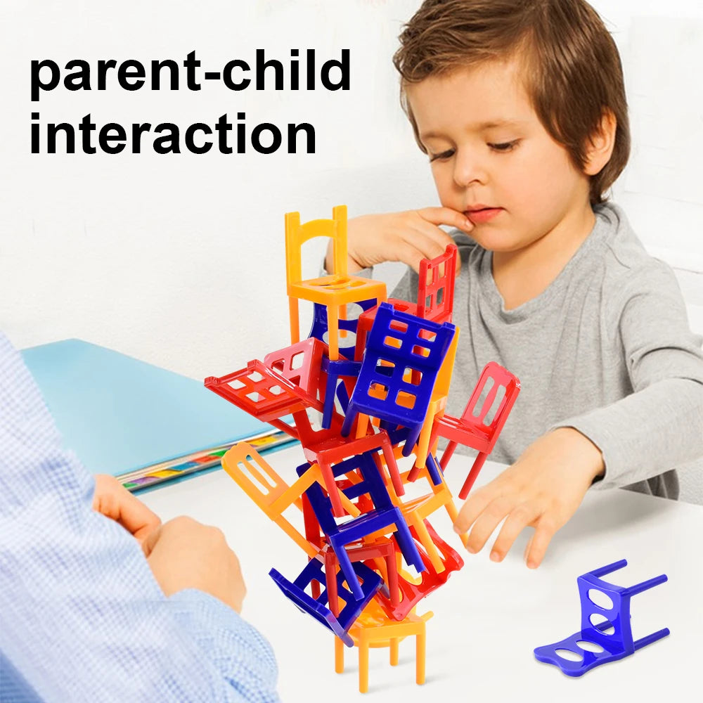 Kids Folding Chair Balanced Toys Desktop Fun Party Game Balance Chairs Adult Children's Stacking Games Interactive Toy Gift