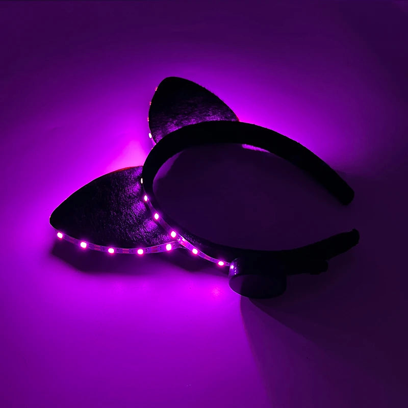 NEW LED Light up Headwear 6 Lighting colors Cat Ear LED Flashing Headband LED Headband Rave Women Girls Glow Party Supplies