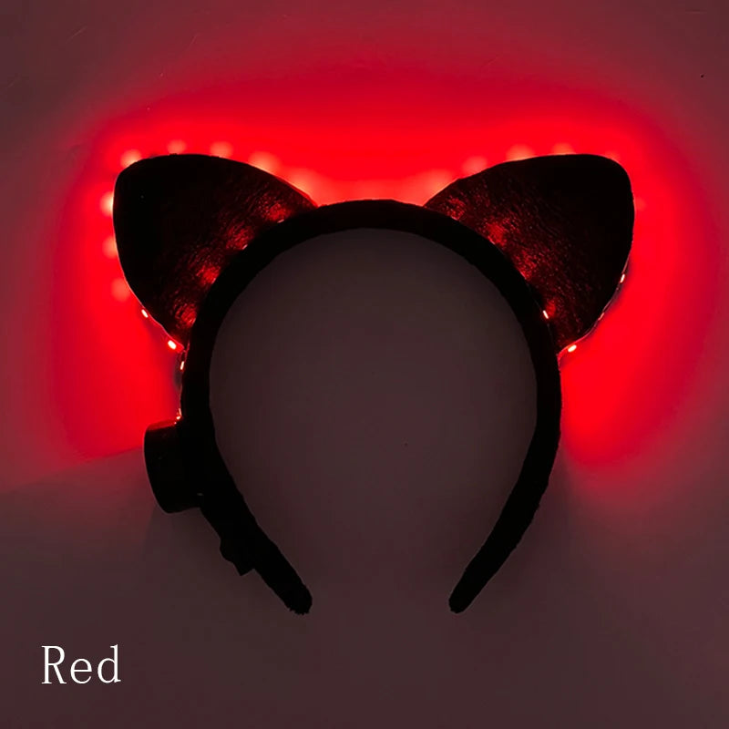 NEW LED Light up Headwear 6 Lighting colors Cat Ear LED Flashing Headband LED Headband Rave Women Girls Glow Party Supplies