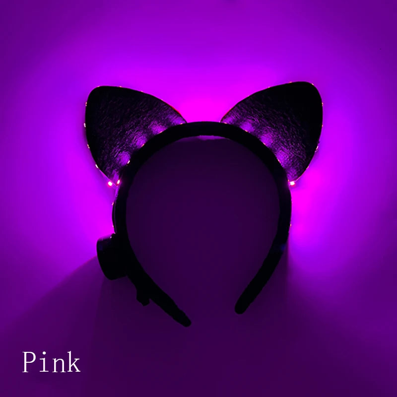 NEW LED Light up Headwear 6 Lighting colors Cat Ear LED Flashing Headband LED Headband Rave Women Girls Glow Party Supplies
