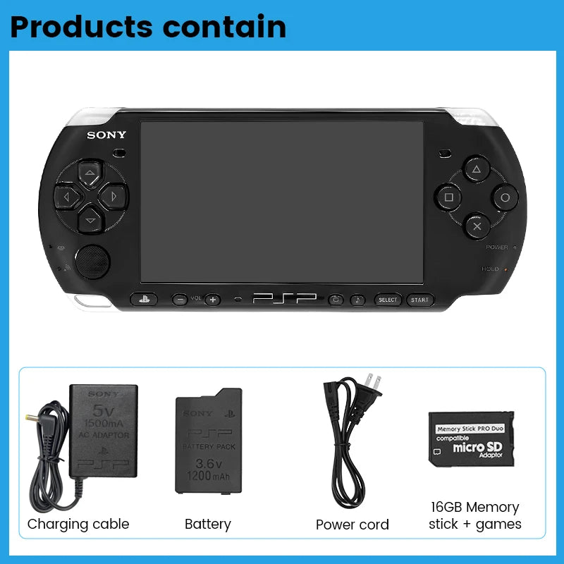 100% Original Sony psp 3000 (PSP-3006) PIANO BLACK PSP3000 Game Console PlayStation Handheld GBA Arcade Game Console (Gift Game)