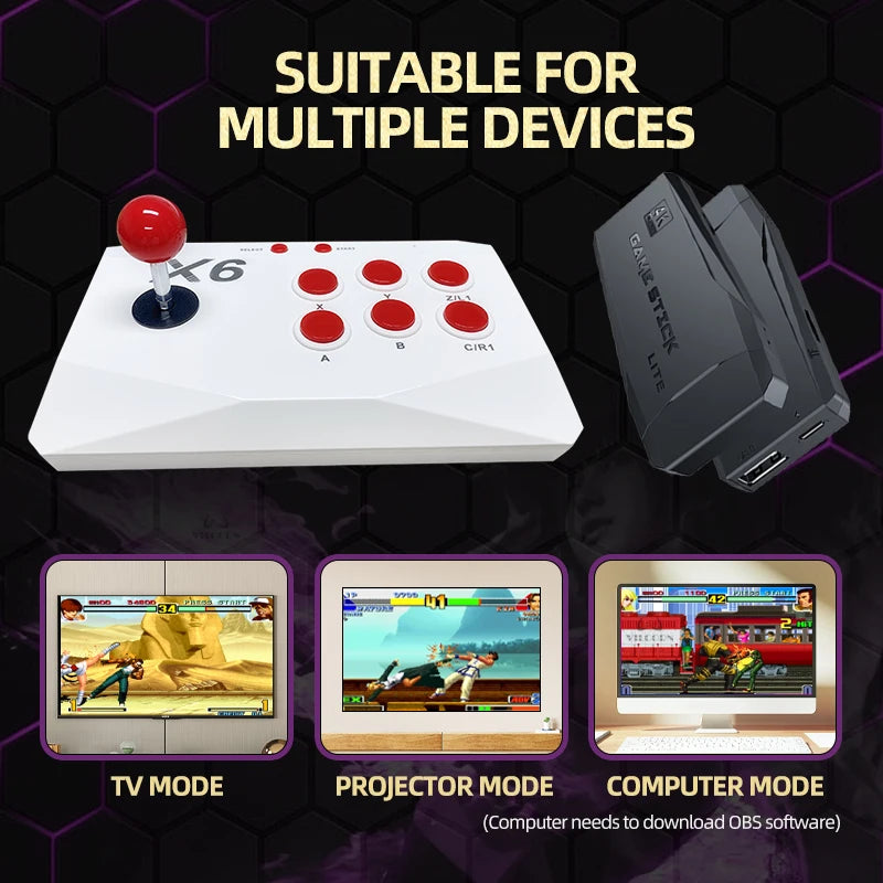 VILCORN Arcade Video Game Console 4K TV Game Stick with Double Arcade Joysitck Games For MAME/Sega/PS1/Atari Kid Gift