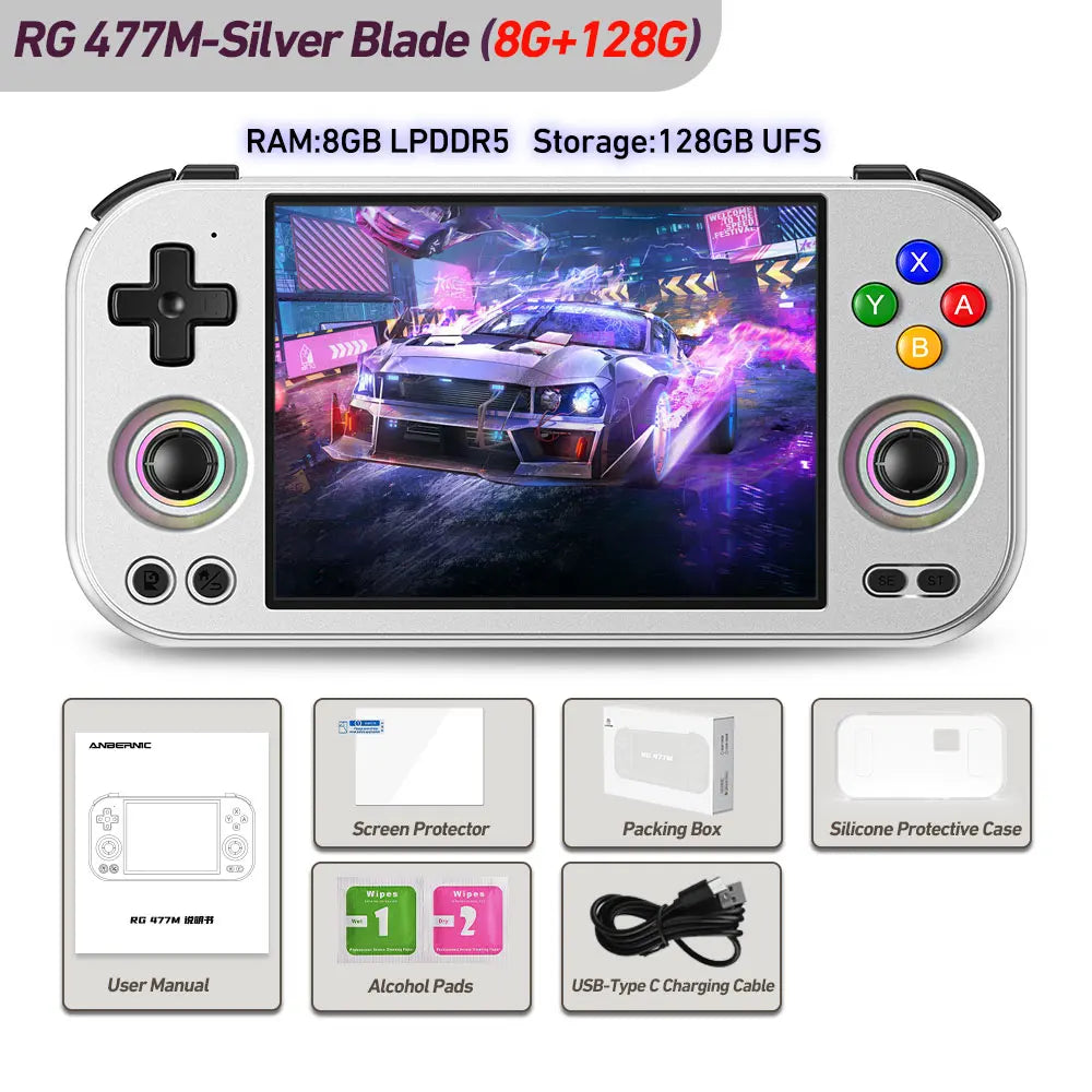ANBERNIC RG 477M Retro Game Console Android 14 Dimensity 8300 Game Player 4.7-inch LTPS In-Cell Display RGB Hall Joystick RG477M