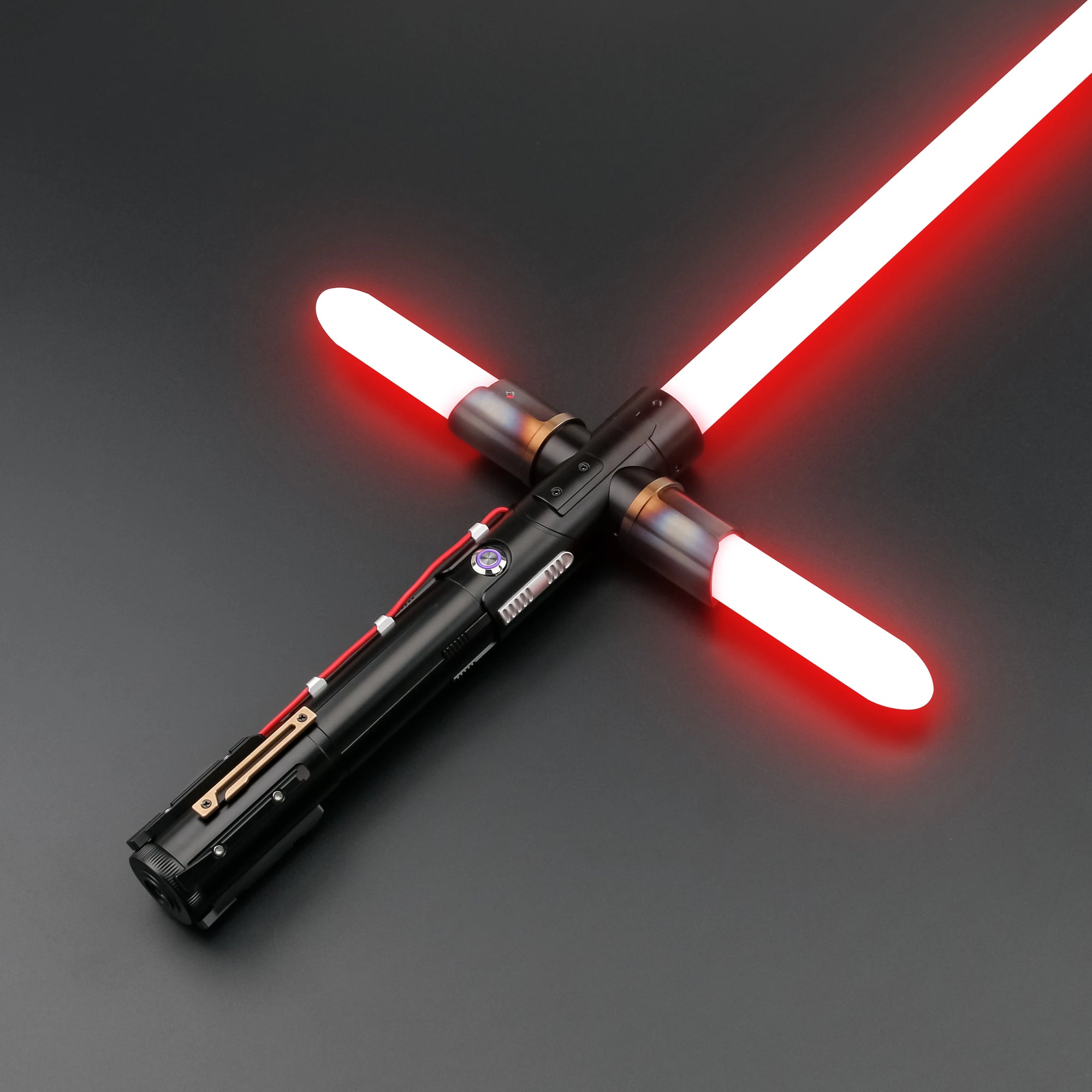 TXQSABER Kylo Ren SE Crossguard NeoPixel Lightsaber with 2 Side Blades Metal Hilt Heavy dueling Collection Laser Sword Jedi Toys
