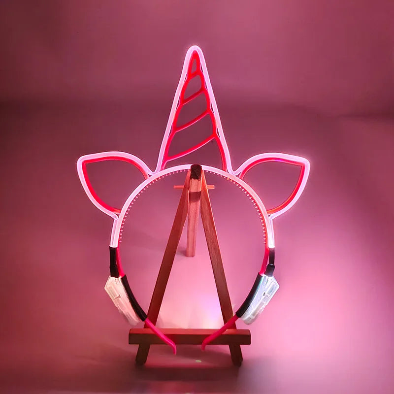 NEW LED Light up Headwear 6 Lighting colors Cat Ear LED Flashing Headband LED Headband Rave Women Girls Glow Party Supplies