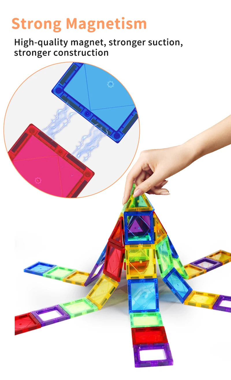 Magplayer Magnetic Building Blocks Construction Set Game Magnet Tiles Children Montessori Educational Toys For Kid Boy Girl Gift