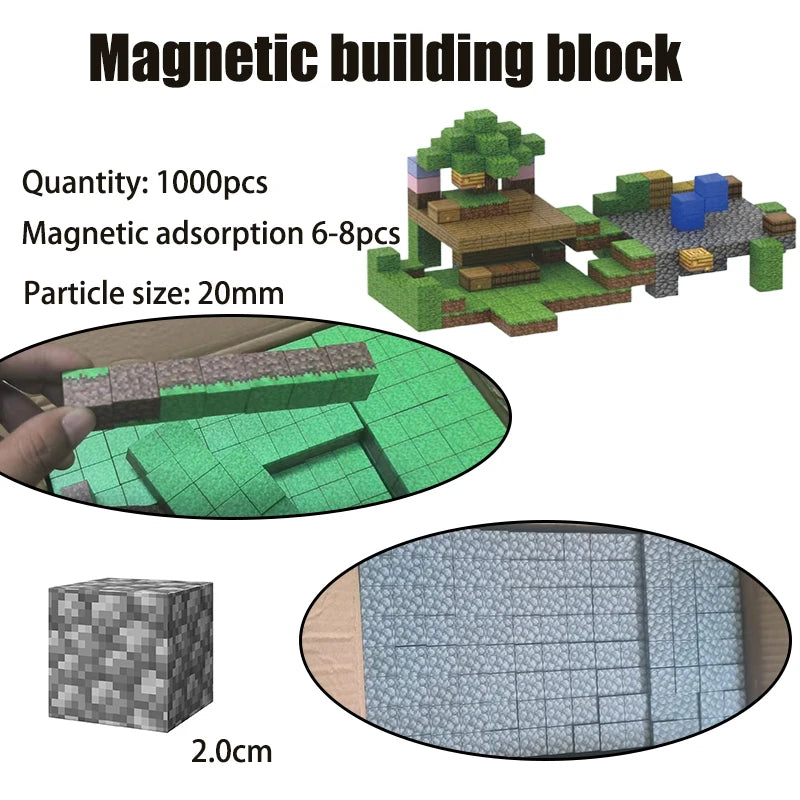 2.0CM DIY Magnetic Building Blocks Mine World Cube Magnet World Set for Kid Age DIY Model Children Montessori Sensory Toy