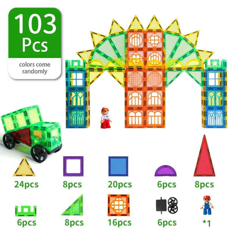 Magplayer Magnetic Building Blocks Construction Set Game Magnet Tiles Children Montessori Educational Toys For Kid Boy Girl Gift