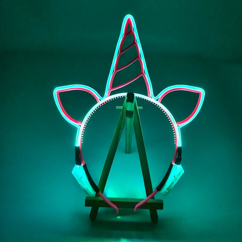 NEW LED Light up Headwear 6 Lighting colors Cat Ear LED Flashing Headband LED Headband Rave Women Girls Glow Party Supplies