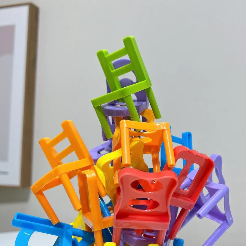 24-42pc folding chair stack children's puzzle toy parent-child interactive game for kids chair stack party juego tabletop games