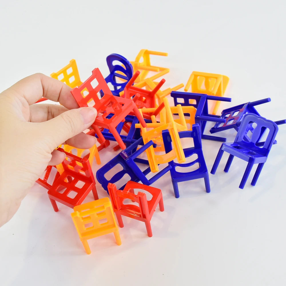 Kids Folding Chair Balanced Toys Desktop Fun Party Game Balance Chairs Adult Children's Stacking Games Interactive Toy Gift