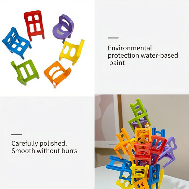 24-42pc folding chair stack children's puzzle toy parent-child interactive game for kids chair stack party juego tabletop games