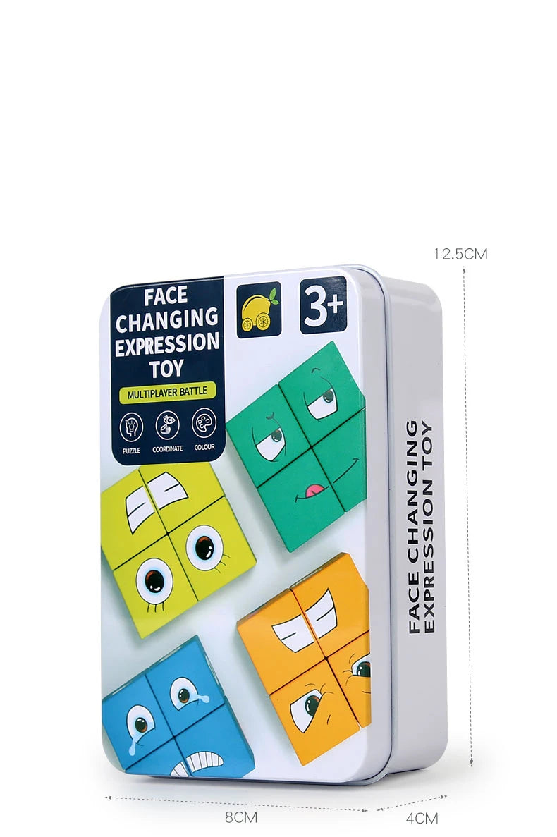 Cube Face Change Building Blocks Board Game Wood Puzzle Montessori Expression Wooden Blocks Blocos For Children Kids Toys Gift