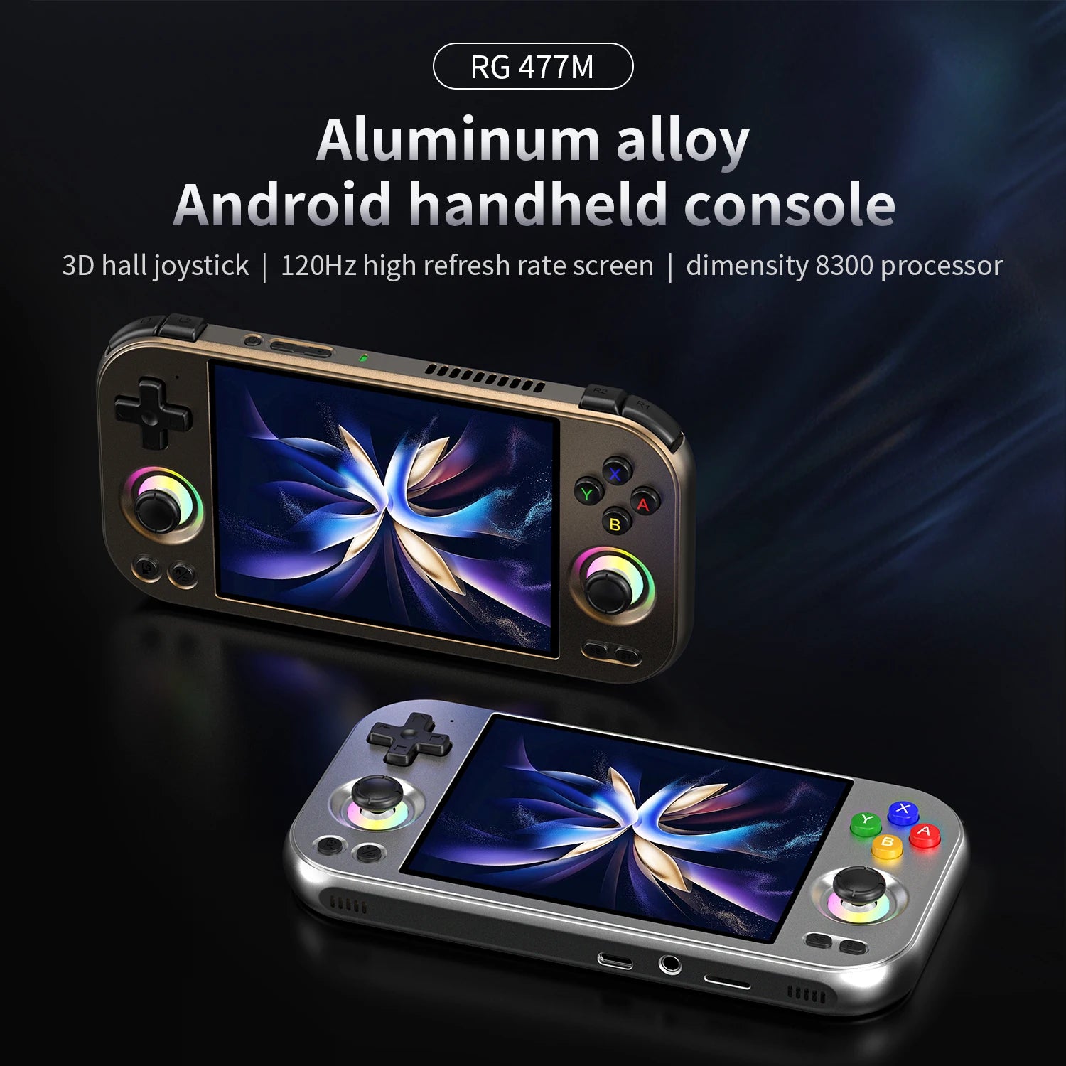 ANBERNIC RG 477M Retro Game Console Android 14 Dimensity 8300 Game Player 4.7-inch LTPS In-Cell Display RGB Hall Joystick RG477M