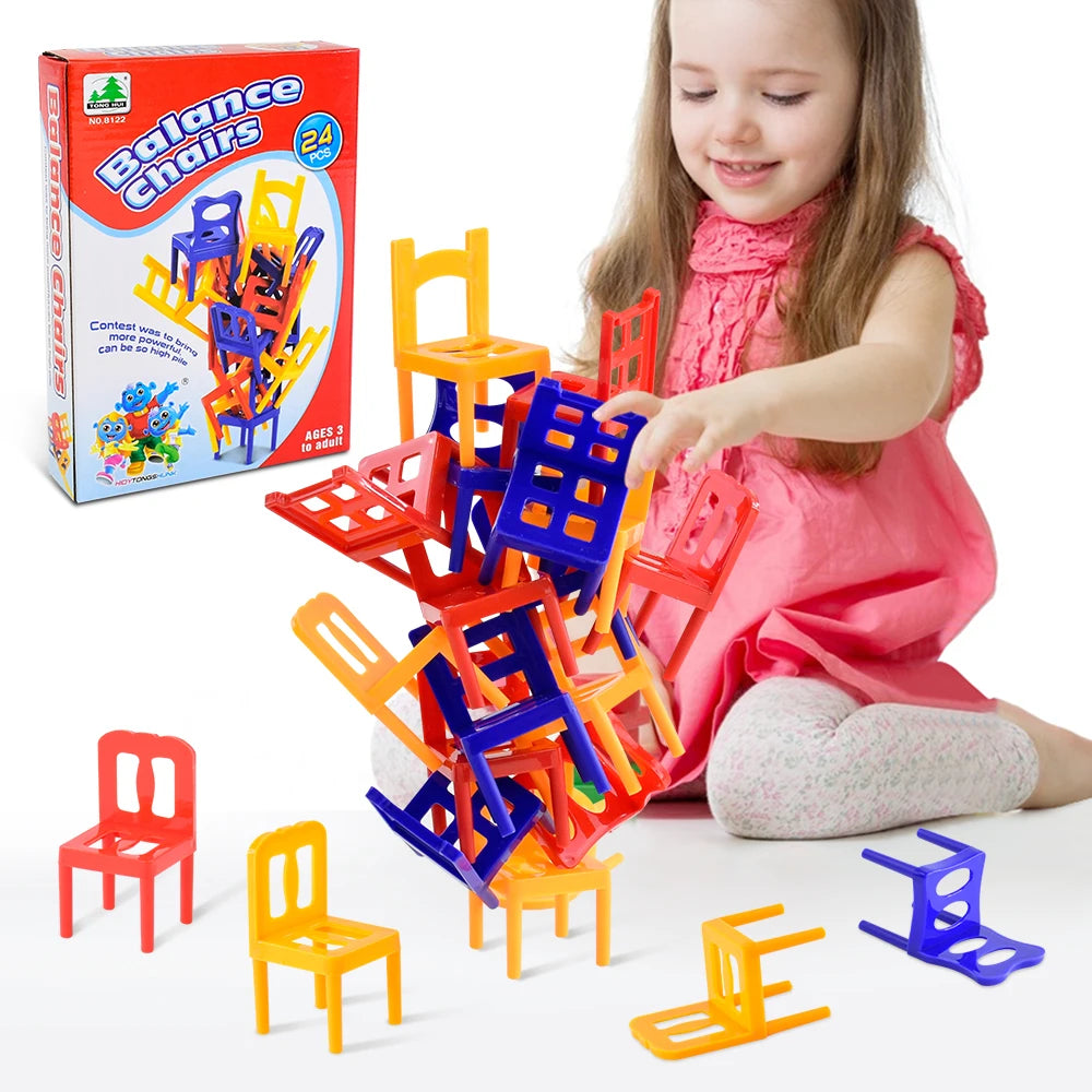 Kids Folding Chair Balanced Toys Desktop Fun Party Game Balance Chairs Adult Children's Stacking Games Interactive Toy Gift