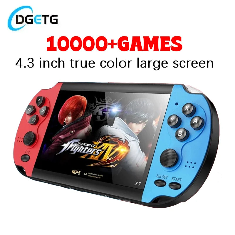 Retro X7 Handheld Game 4.3 Inch HD Large 8G Screen Classic Game Console Built-in 10000 Games Mini Handheld MP5 Video Game