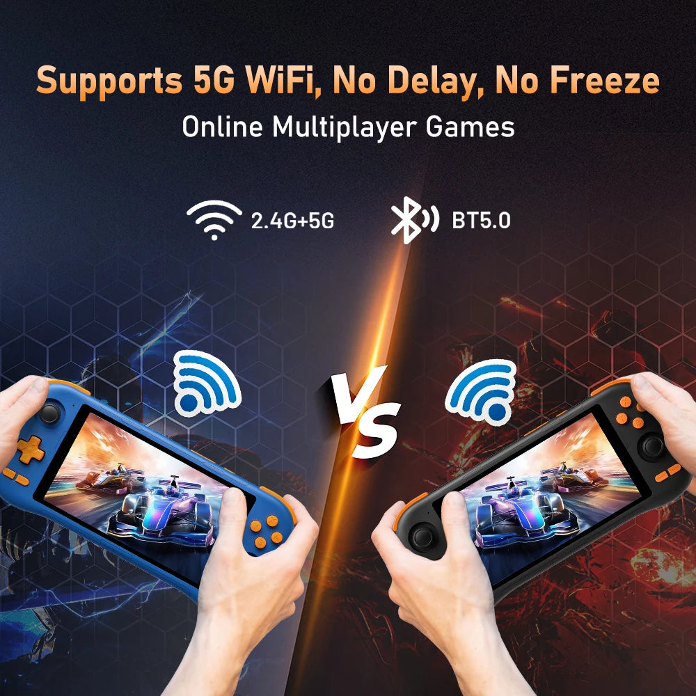 Kinhank Super console K56 Android 14 Handheld Game Console 5.5 inch Touch Screen 5000mAh With 50+ Emulators For DC/MAME/SS/PSP