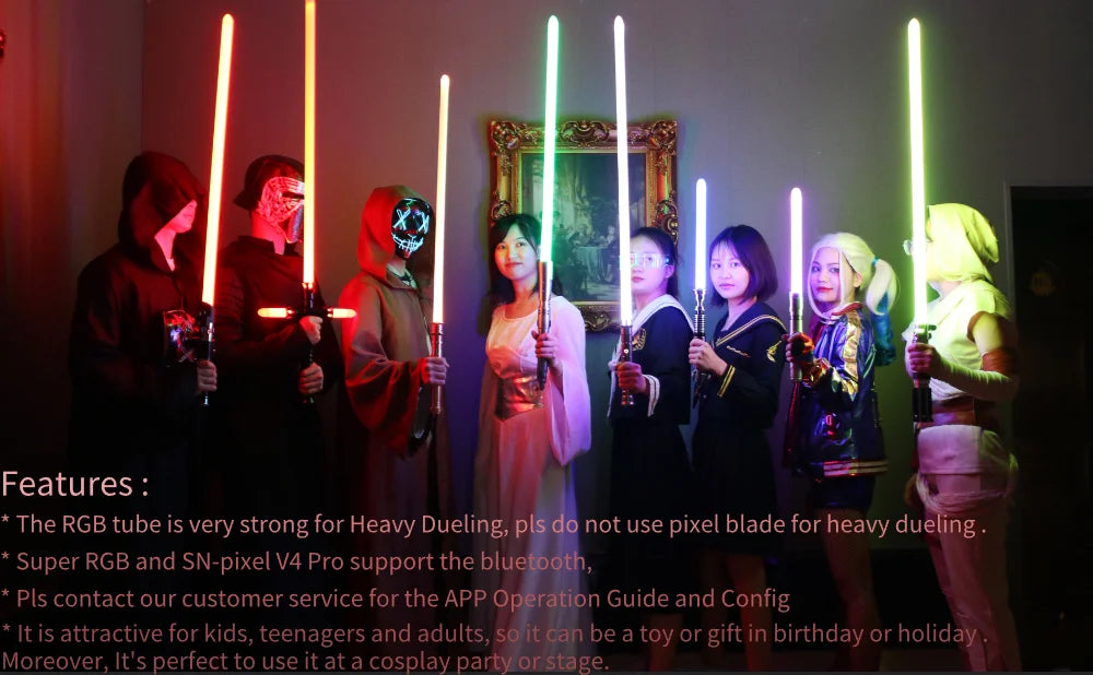 TXQSABER Kylo Ren SE Crossguard NeoPixel Lightsaber with 2 Side Blades Metal Hilt Heavy dueling Collection Laser Sword Jedi Toys