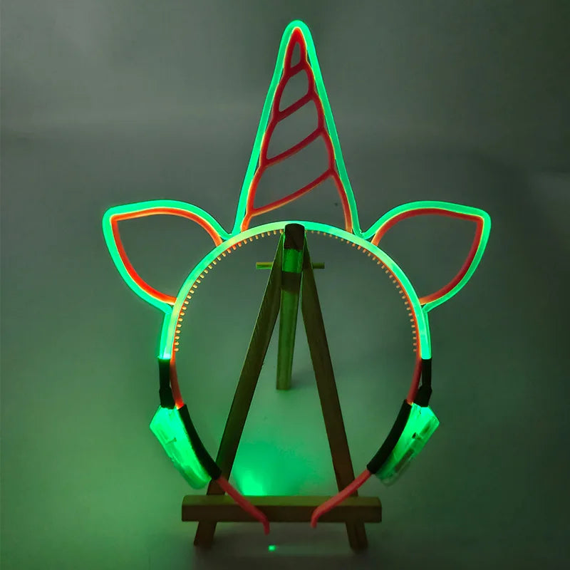 NEW LED Light up Headwear 6 Lighting colors Cat Ear LED Flashing Headband LED Headband Rave Women Girls Glow Party Supplies