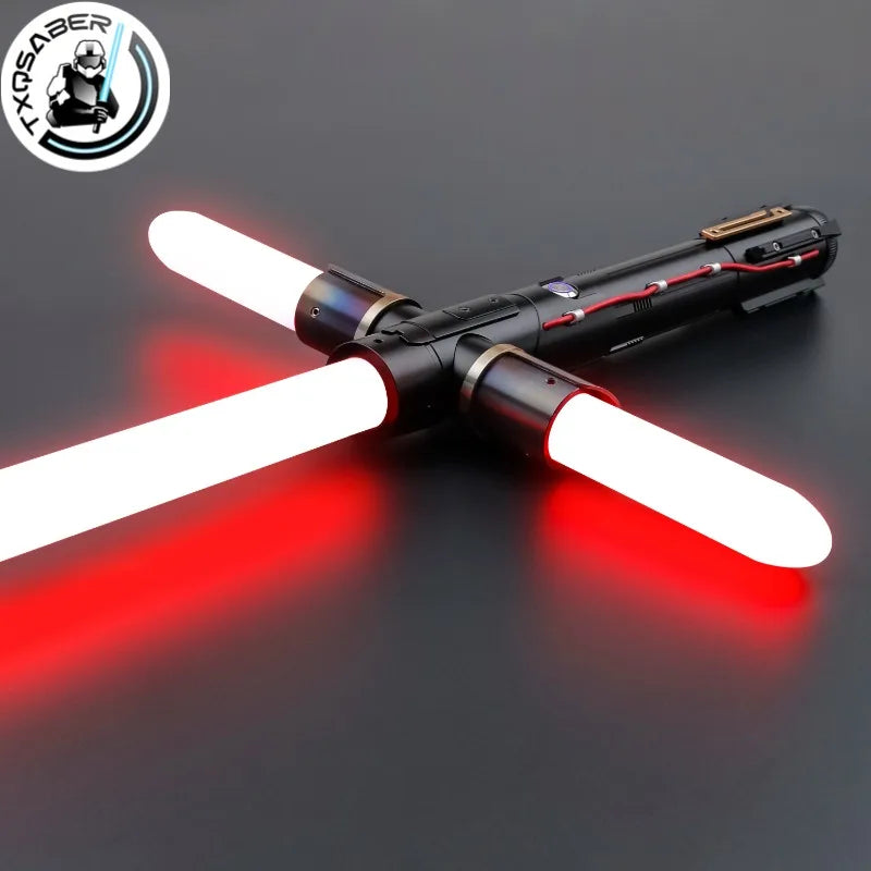 TXQSABER Kylo Ren SE Crossguard NeoPixel Lightsaber with 2 Side Blades Metal Hilt Heavy dueling Collection Laser Sword Jedi Toys