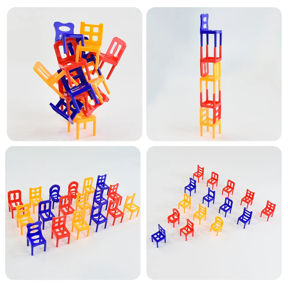 Kids Folding Chair Balanced Toys Desktop Fun Party Game Balance Chairs Adult Children's Stacking Games Interactive Toy Gift
