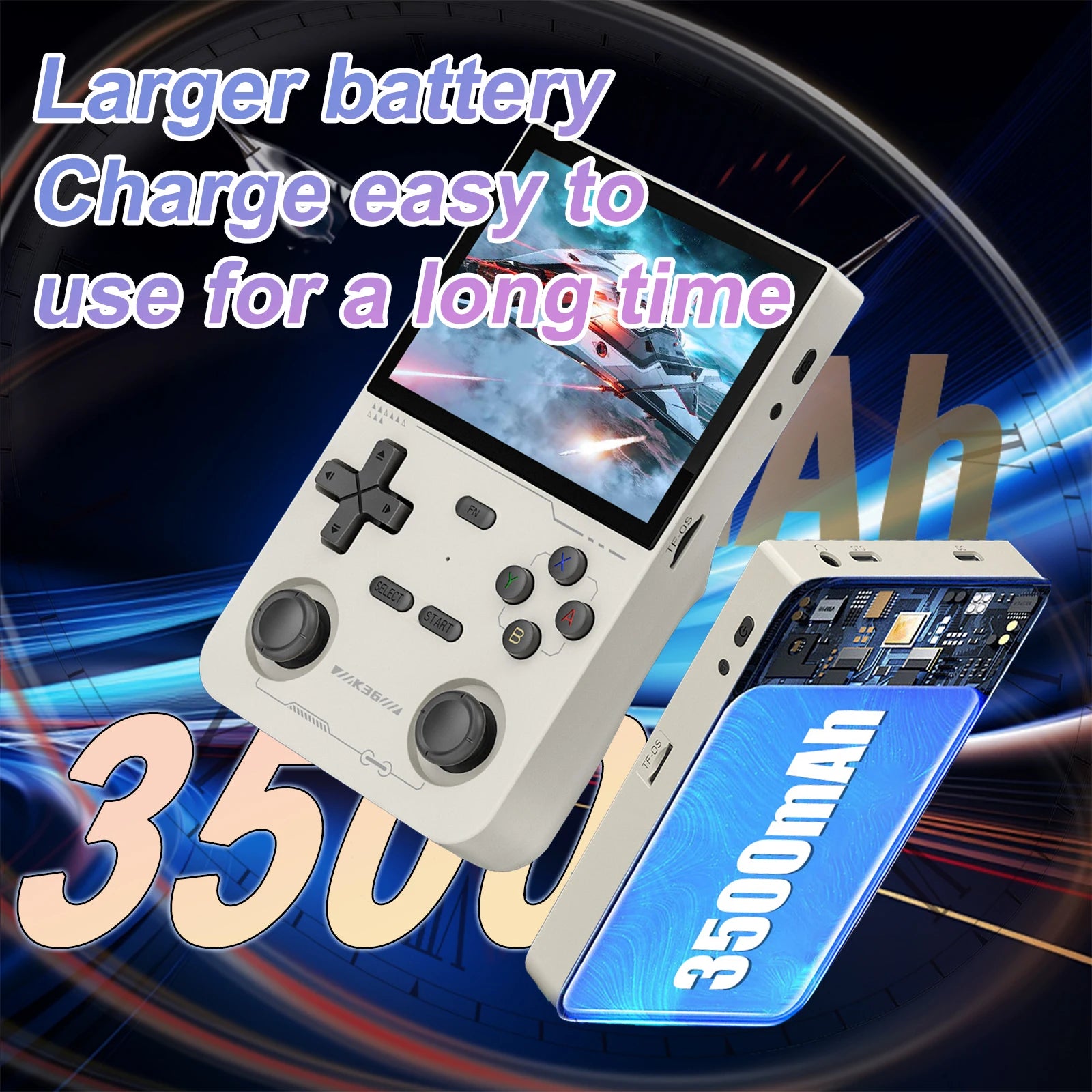 GAMINJA K36 Handheld Game Console 3.5Inch IPS 640x480 Screen Built in 64GB Simulator Games Games Portable Handheld Game Console
