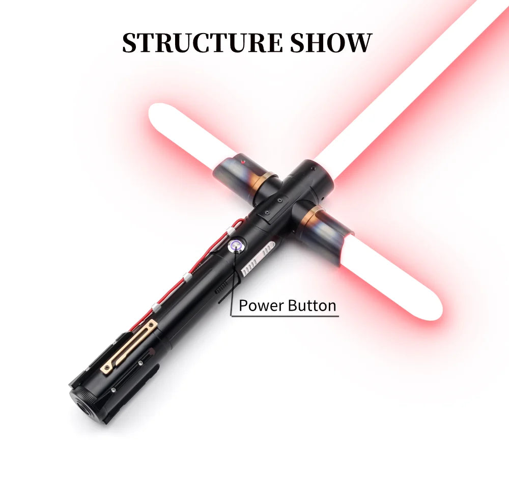 TXQSABER Kylo Ren SE Crossguard NeoPixel Lightsaber with 2 Side Blades Metal Hilt Heavy dueling Collection Laser Sword Jedi Toys