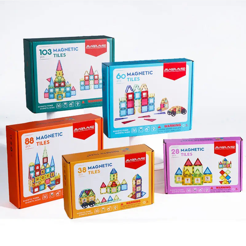 Magplayer Magnetic Building Blocks Construction Set Game Magnet Tiles Children Montessori Educational Toys For Kid Boy Girl Gift