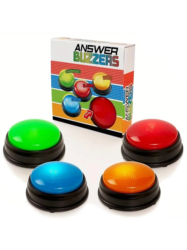 Answer Buzzers for Game Shows 4pcs Game Buzzers with Lights & Sounds Buzz Buttons for Kids or Adults Perfect for Classroom Game