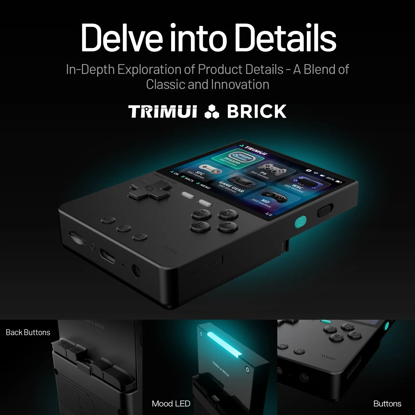 TRIMUI BRICK Handheld Game Console 3.2'' IPS Screen Linux System Portable Game Console 400PPI IPS Screen 3000mAh Game Player