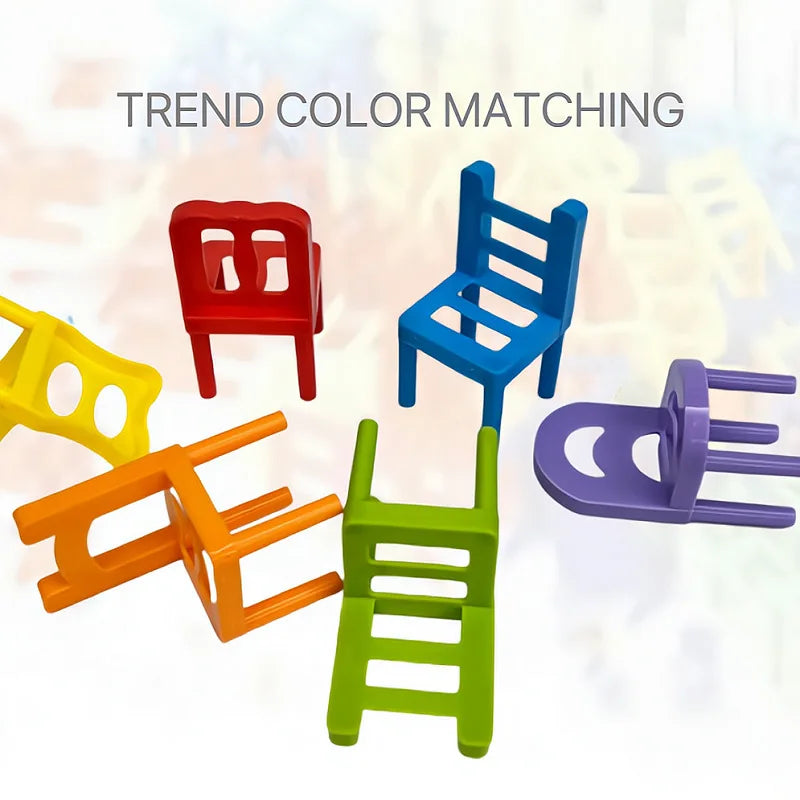 24-42pc folding chair stack children's puzzle toy parent-child interactive game for kids chair stack party juego tabletop games