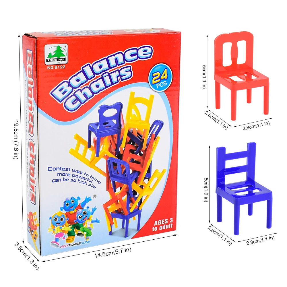 Kids Folding Chair Balanced Toys Desktop Fun Party Game Balance Chairs Adult Children's Stacking Games Interactive Toy Gift