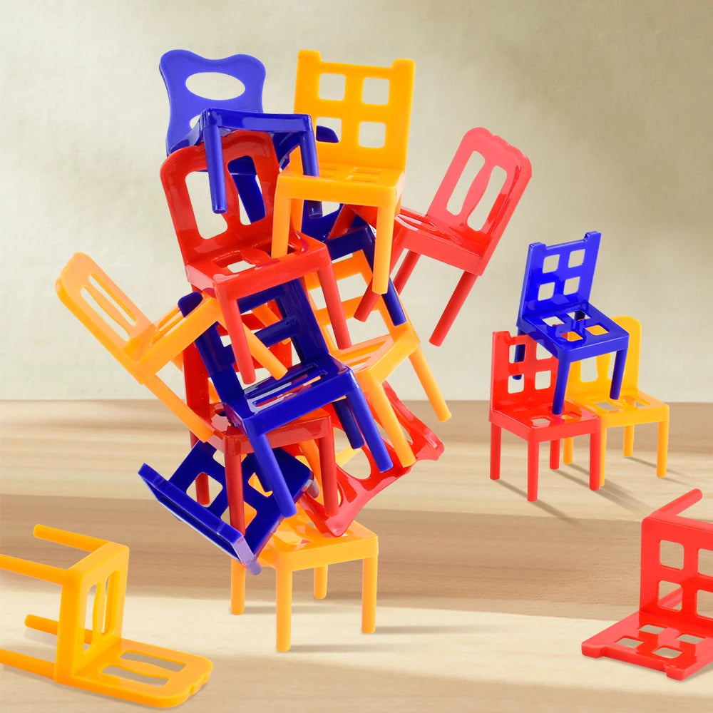 Kids Folding Chair Balanced Toys Desktop Fun Party Game Balance Chairs Adult Children's Stacking Games Interactive Toy Gift