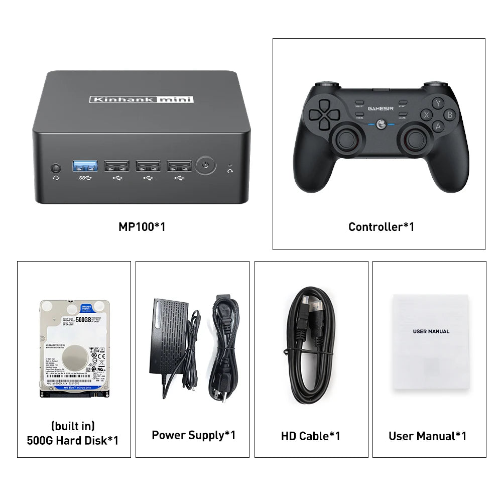 KINHANK Super Console MP100 8GB DDR5 Windows11 Video Game Console 60000+ games 70+Emulators, for SS/WII/GC/MAME/PS3/PS2/Arcade