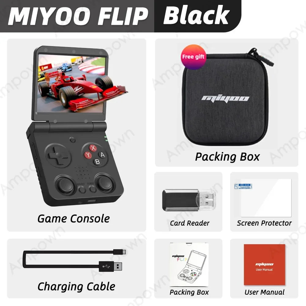 MIYOO Flip V2 Handheld Game Players 3.5''IPS Screen Linux System Onion OS Video Game Consoles Free Storage Bag Gamer Gift Gaming