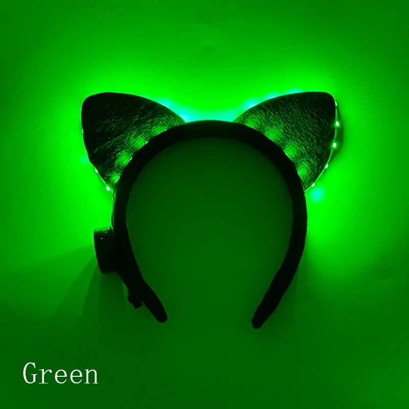NEW LED Light up Headwear 6 Lighting colors Cat Ear LED Flashing Headband LED Headband Rave Women Girls Glow Party Supplies