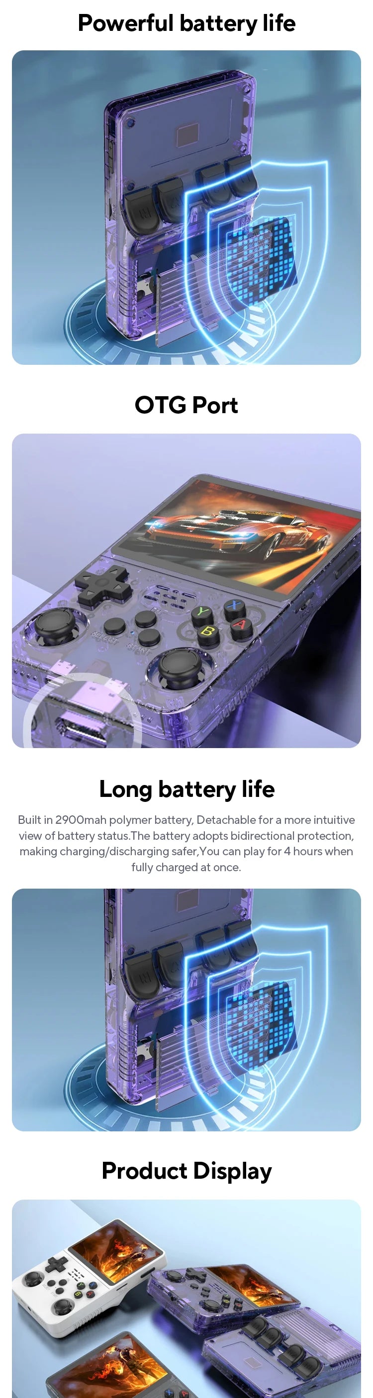Open Source R36S Retro Handheld Video Game Console Linux System 3.5 Inch IPS Screen Portable Pocket Video Player R35S 64GB Games