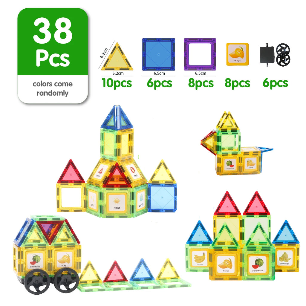 Magplayer Magnetic Building Blocks Construction Set Game Magnet Tiles Children Montessori Educational Toys For Kid Boy Girl Gift