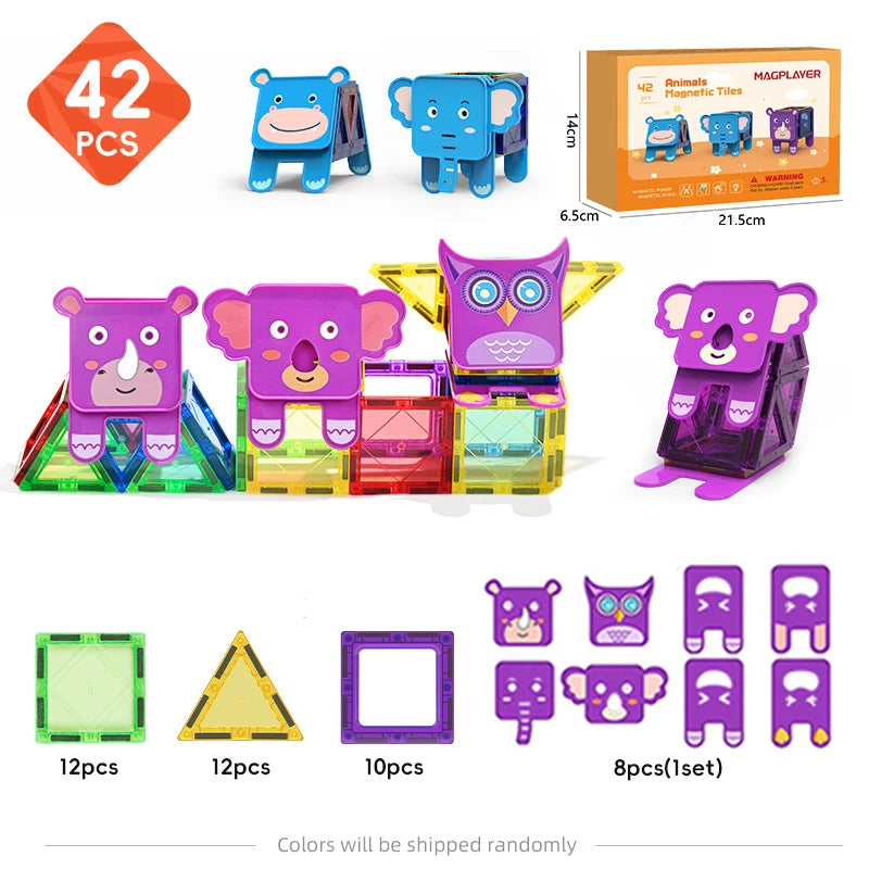 Magplayer Magnetic Building Blocks Construction Set Game Magnet Tiles Children Montessori Educational Toys For Kid Boy Girl Gift