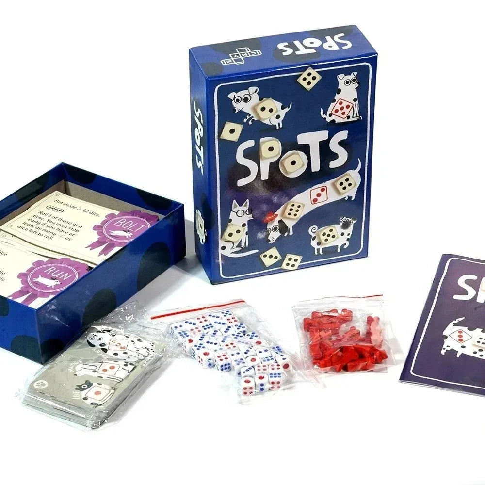 Spots - A Game About Rolling Dice To Boost Your Luck And The Dog Board Game English Cards Games Family Interactive Games