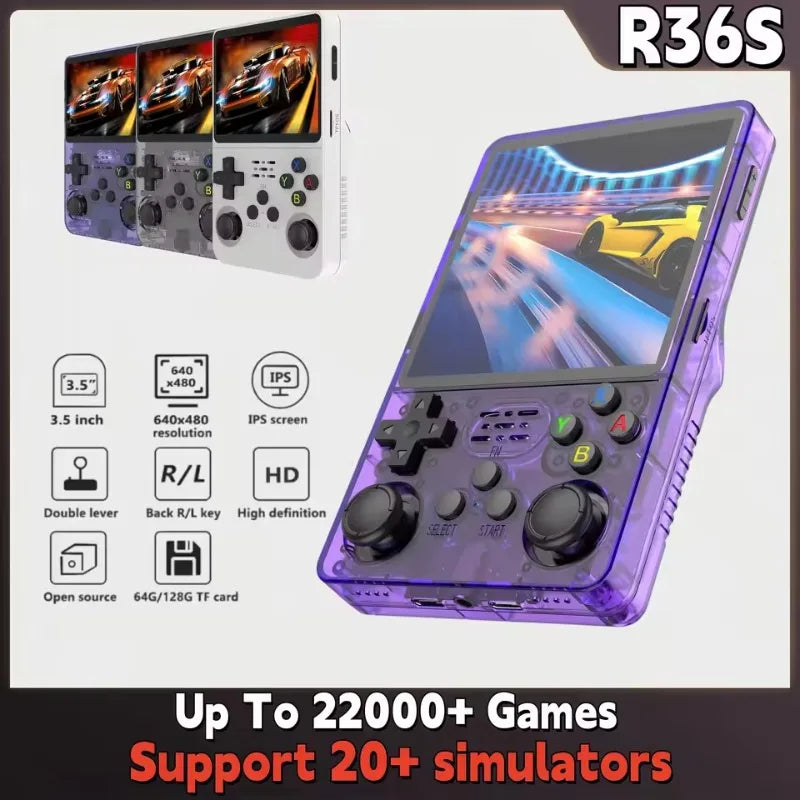 R36S new retro game console 3.5-inch Linux open-source system portable handheld game console with 128GB large memory