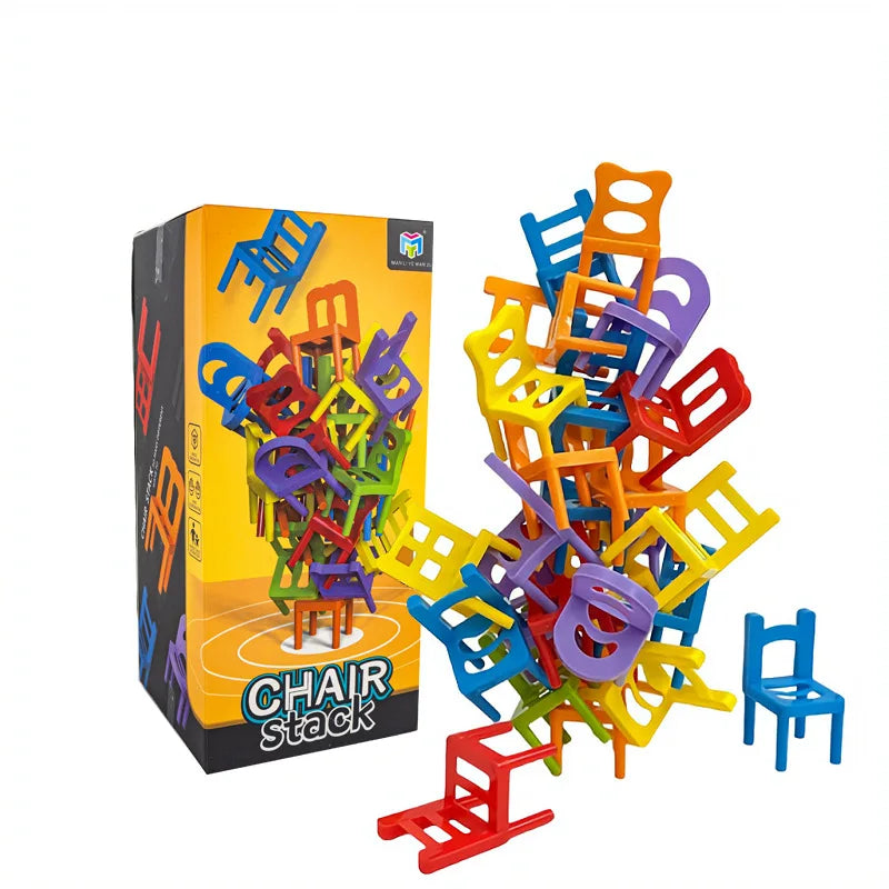 24-42pc folding chair stack children's puzzle toy parent-child interactive game for kids chair stack party juego tabletop games