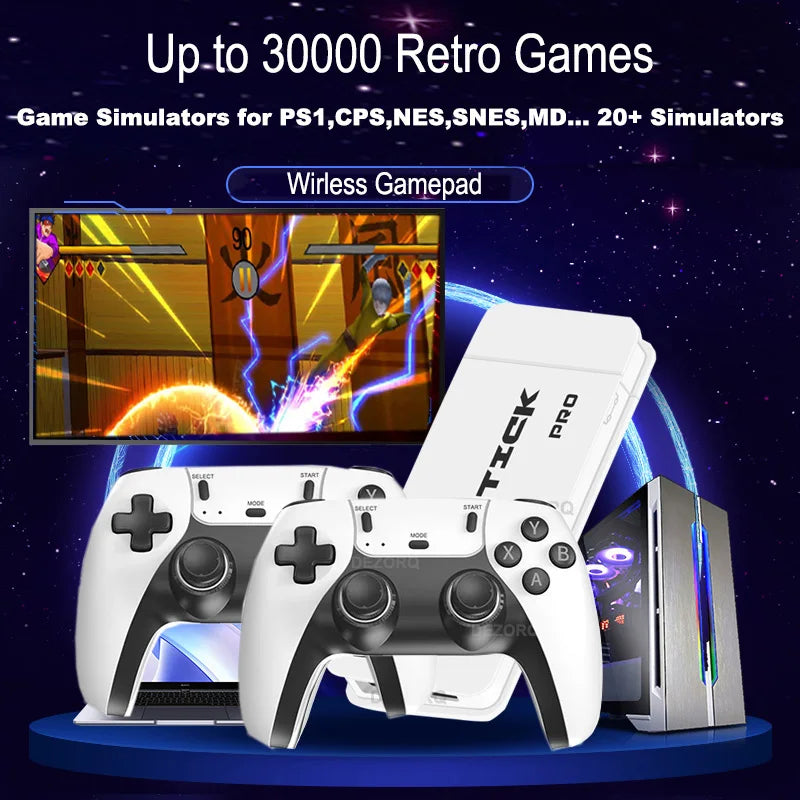 M15 Plus Game Stick 4K Mini Video Game Console 30000+ Games TV Handheld Game Console Dual Gamepads HD Output Retro Games
