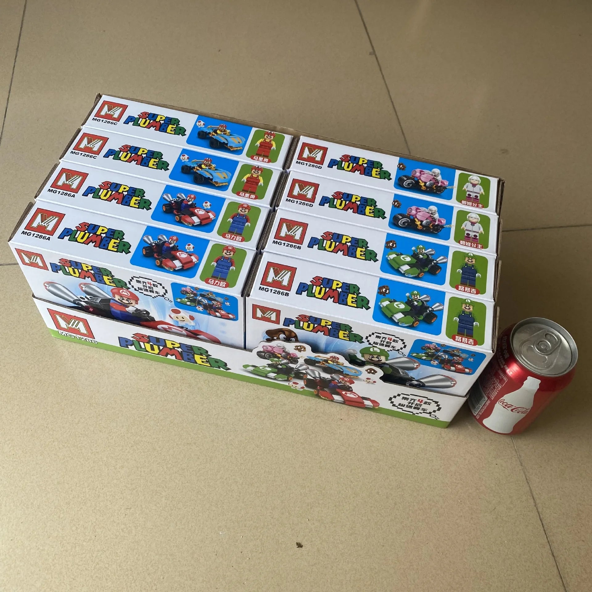 Super Mario Bros Building Block Karting Luigi Bowser Princess Peach Yoshi Toad Figure Toys Pull Back Car Game Doll Kids Gifts