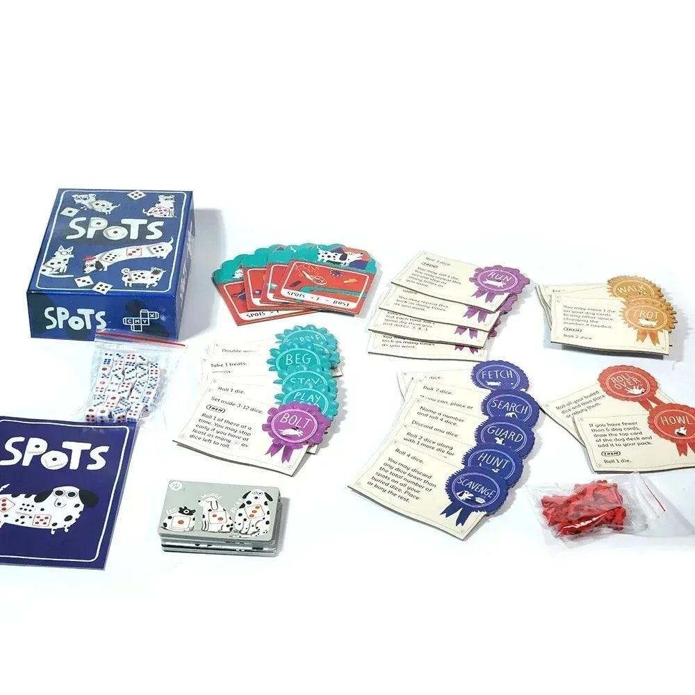 Spots - A Game About Rolling Dice To Boost Your Luck And The Dog Board Game English Cards Games Family Interactive Games