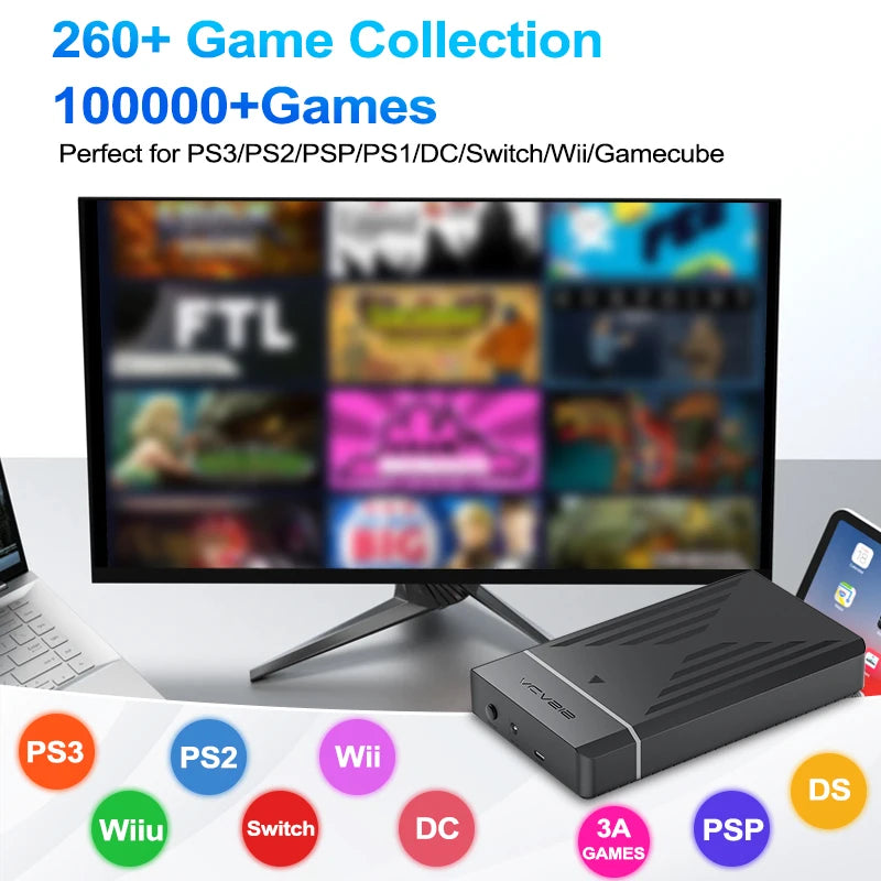 PEAPRIT 12TB Gaming HDD with Hyperspin Launchbox Retrobat Playnite 10K+ Retro Video Games Console for PS3/PS2/PS/Wii/WIIU/SWITCH