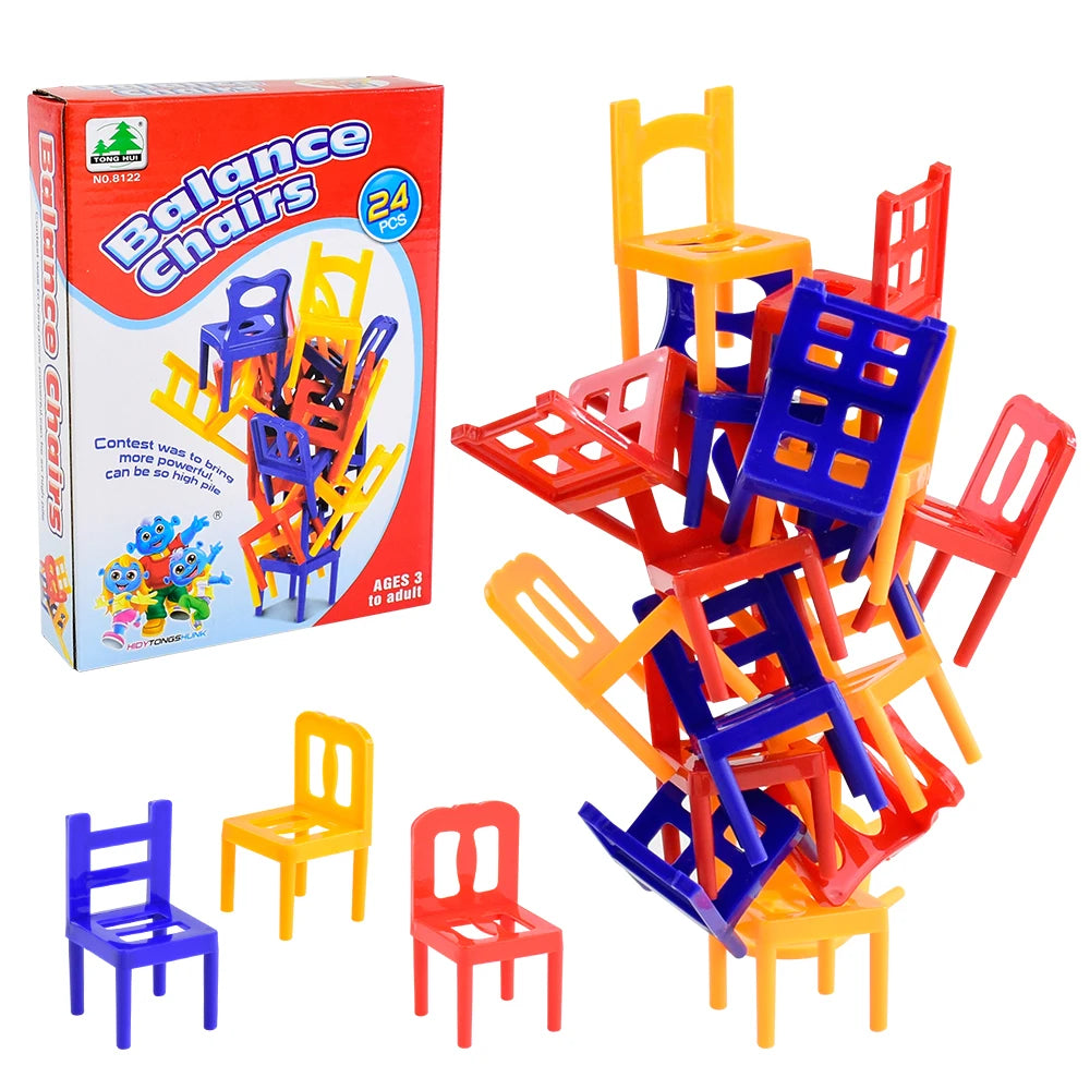 Kids Folding Chair Balanced Toys Desktop Fun Party Game Balance Chairs Adult Children's Stacking Games Interactive Toy Gift